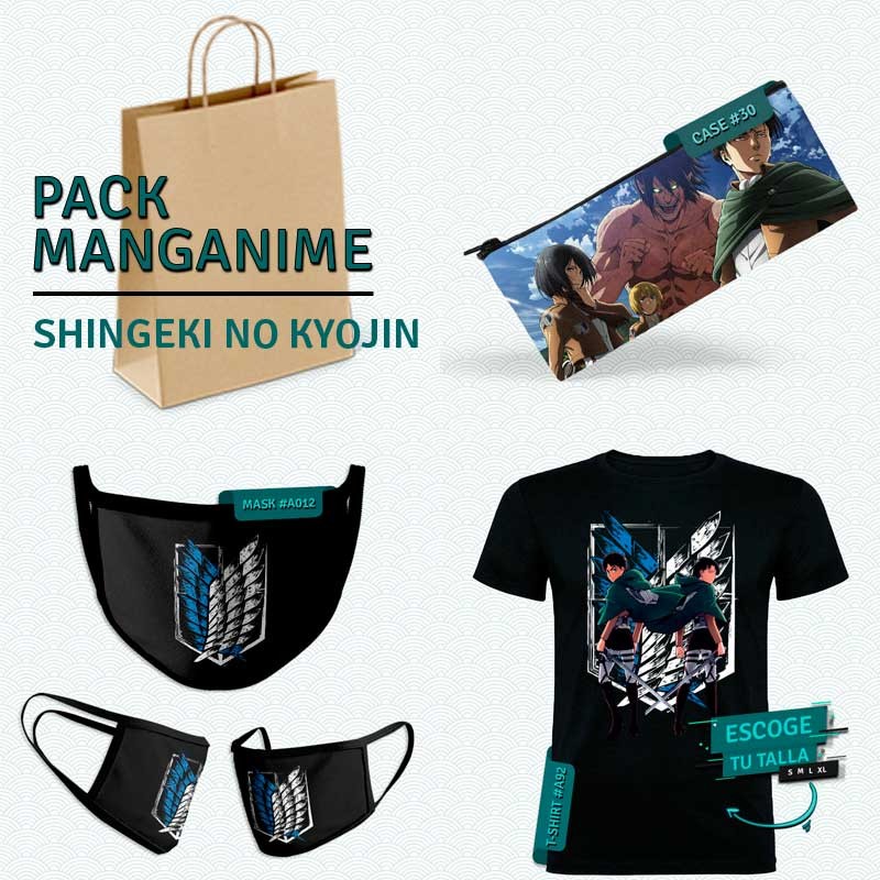 Pack: Shingeki no kyojin (estuche, mascarilla y camiseta)
